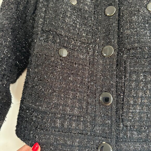 NWOT Veronica Beard Ferazia Metallic Tweed Jacket Black Sz 2 Boxy Fit - Picture 6 of 11